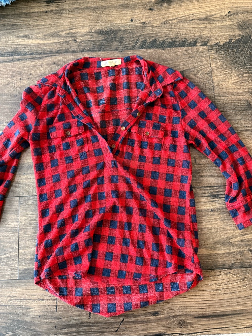 Aeropostale Red and Black Buffalo Plaid Long Sleeve Shirt